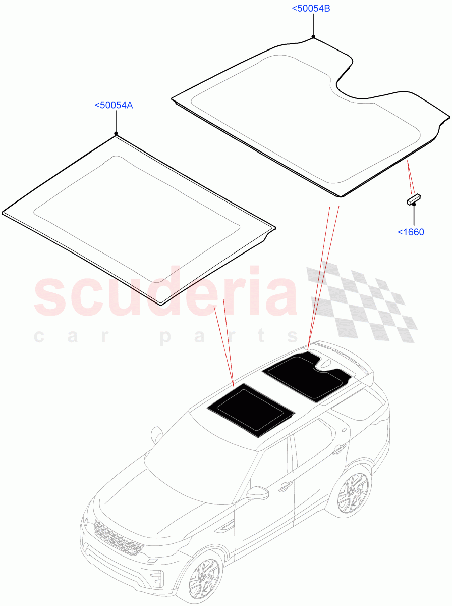 Sliding Roof Panel (Solihull Plant Build) (Roof Conv-Power Open Front/Rear Pan) ((V) FROMHA000001) of Land Rover Land Rover Discovery 5 (2017+) [2.0 Turbo Diesel]