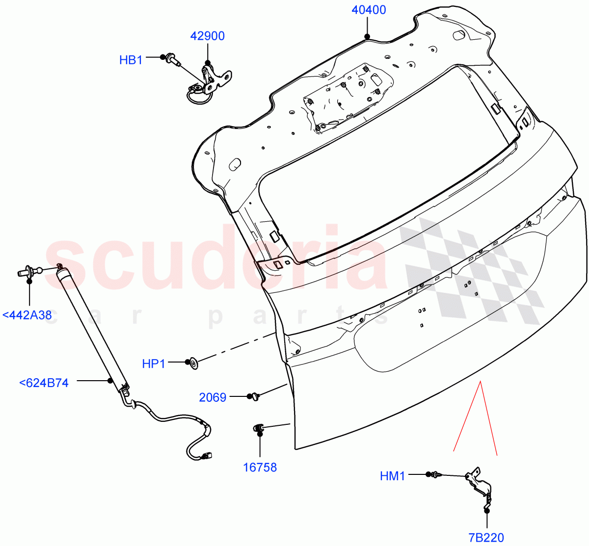 Luggage Compartment Door (Door And Fixings) (Changsu (China)) of Land Rover Land Rover Range Rover Evoque (2019+) [1.5 I3 Turbo Petrol AJ20P3]