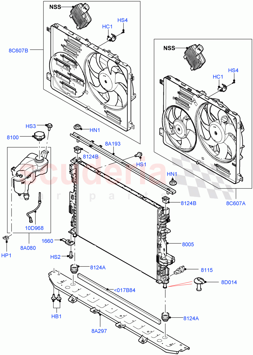 Radiator/Coolant Overflow Container (2.0L 16V TIVCT T/C Gen2 Petrol, Halewood (UK), 2.0L 16V TIVCT T/C 240PS Petrol) of Land Rover Land Rover Discovery Sport (2015+) [2.0 Turbo Petrol GTDI]