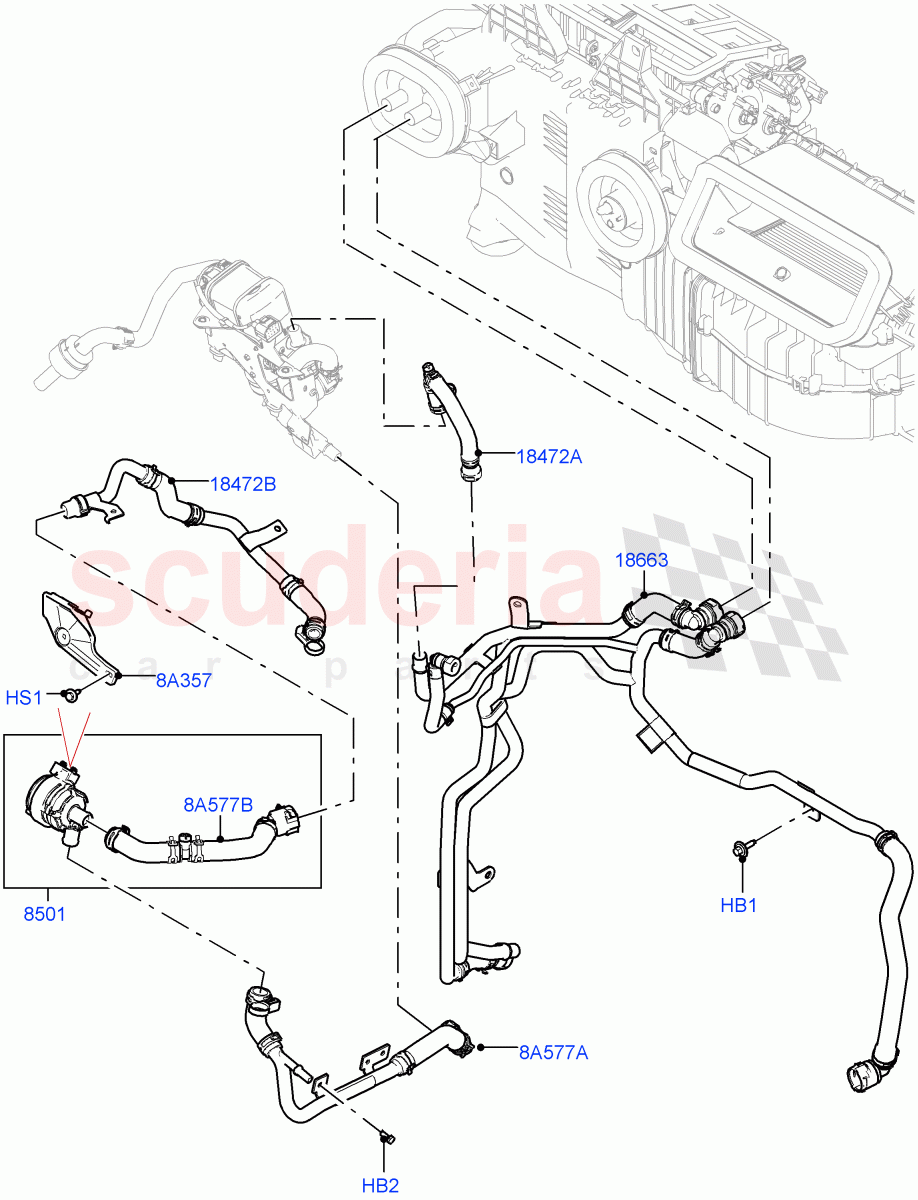 Heater Hoses (Front) (3.0L AJ20P6 Petrol High, With Fuel Fired Heater, Premium Air Conditioning-Front/Rear) ((V) FROMKA000001) of Land Rover Land Rover Range Rover Sport (2014+) [3.0 I6 Turbo Petrol AJ20P6]