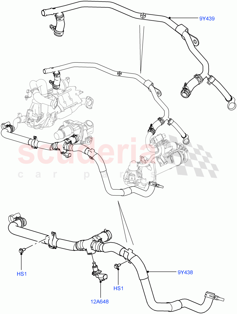 EGR Cooling System (Nitra Plant Build) (3.0 V6 D Gen2 Mono Turbo, 3.0 V6 D Gen2 Twin Turbo) ((V) FROMK2000001) of Land Rover Land Rover Discovery 5 (2017+) [3.0 Diesel 24V DOHC TC]