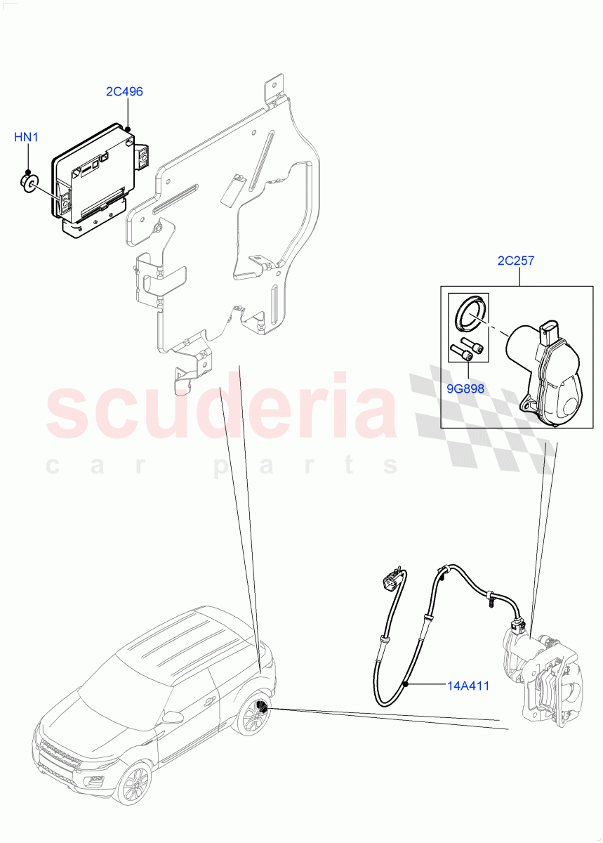 Parking Brake (Changsu (China)) ((V) FROMEG000001, (V) TOGG134737) of Land Rover Land Rover Range Rover Evoque (2012-2018) [2.0 Turbo Petrol GTDI]