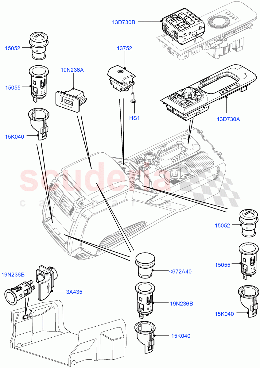 Switches (Console) ((V) FROMAA000001) of Land Rover Land Rover Range Rover (2010-2012) [5.0 OHC SGDI NA V8 Petrol]