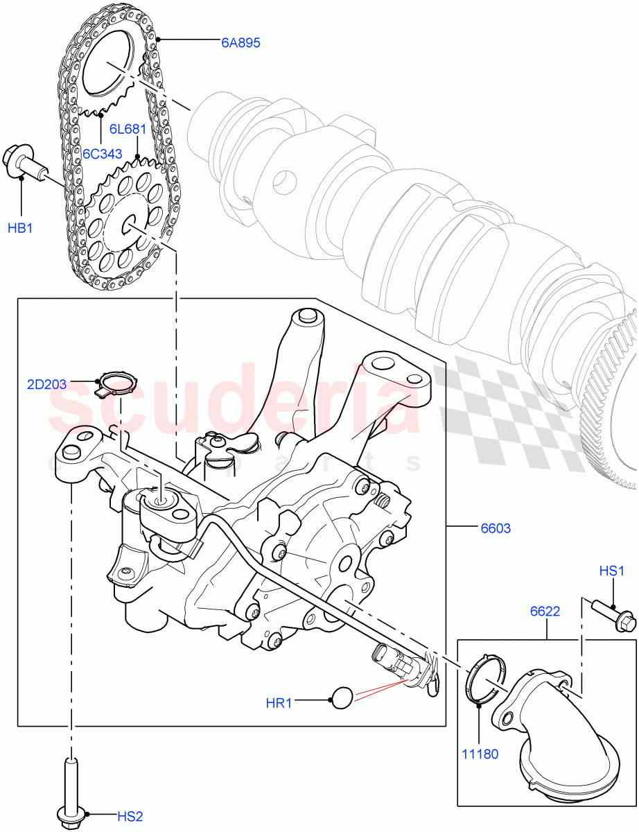 Oil Pump (2.0L AJ20P4 Petrol Mid PTA, Changsu (China)) of Land Rover Land Rover Range Rover Evoque (2012-2018) [2.0 Turbo Petrol AJ200P]