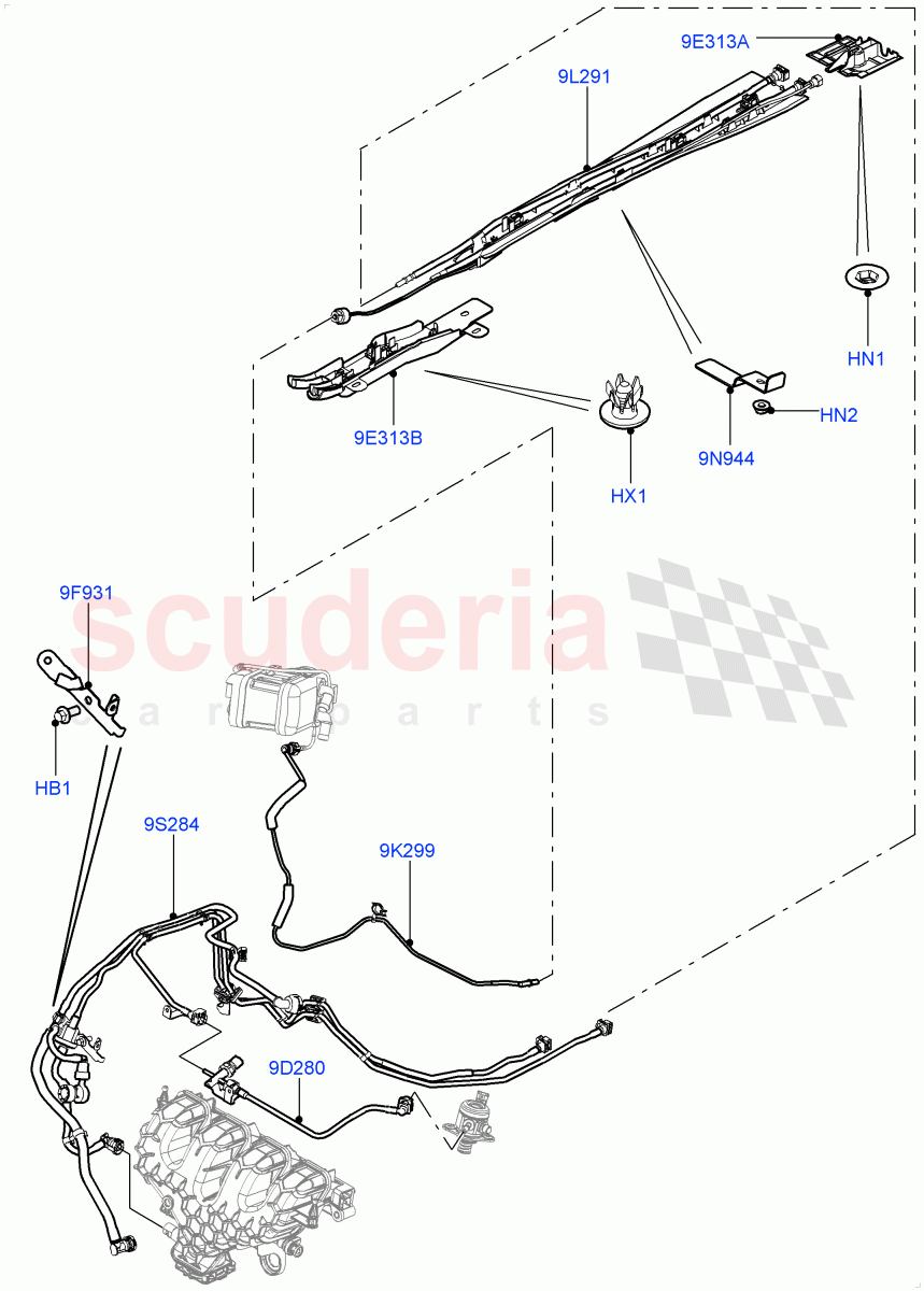 Fuel Lines (Centre And Front) (2.0L 16V TIVCT T/C 240PS Petrol, Changsu (China)) ((V) FROMEG000001) of Land Rover Land Rover Range Rover Evoque (2012-2018) [2.0 Turbo Petrol GTDI]
