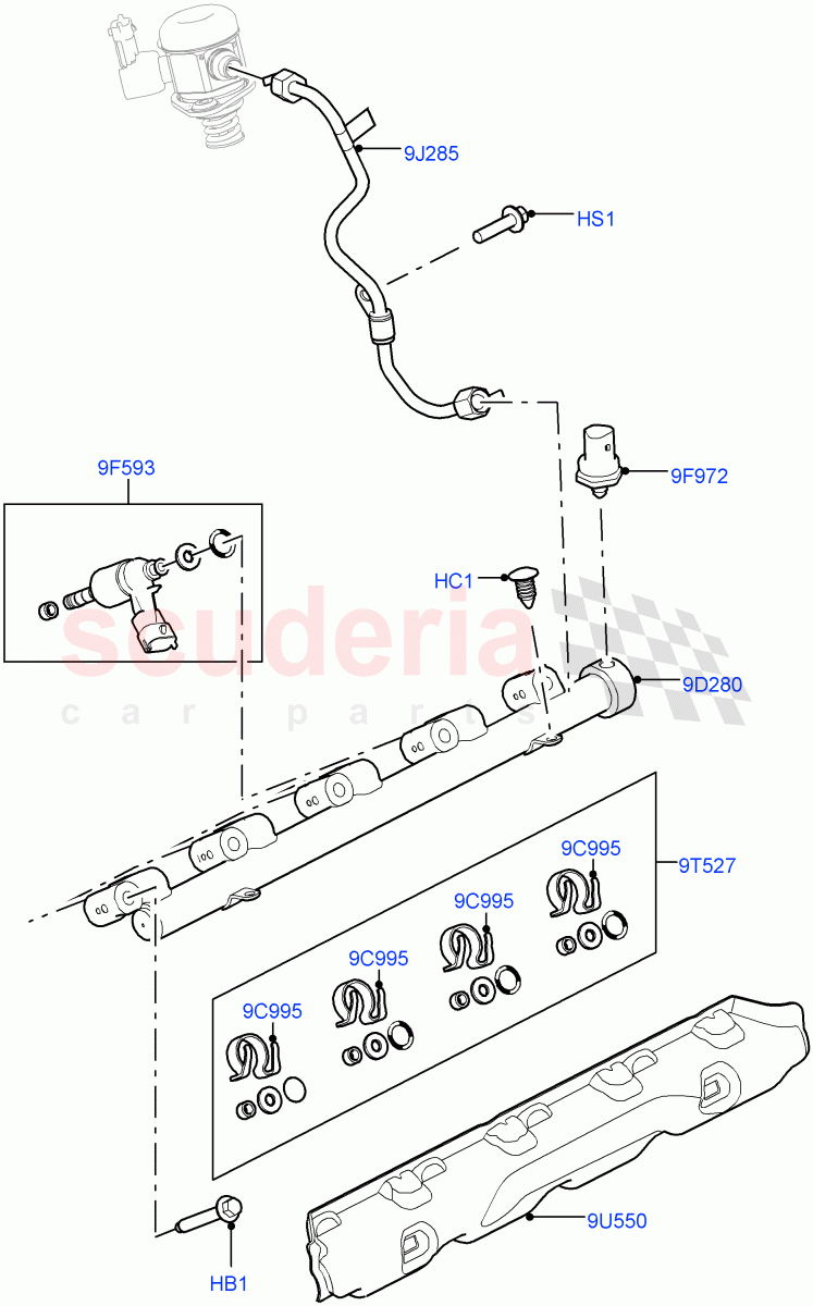Fuel Injectors And Pipes (2.0L 16V TIVCT T/C 240PS Petrol) of Land Rover Land Rover Range Rover (2012-2021) [2.0 Turbo Petrol GTDI]
