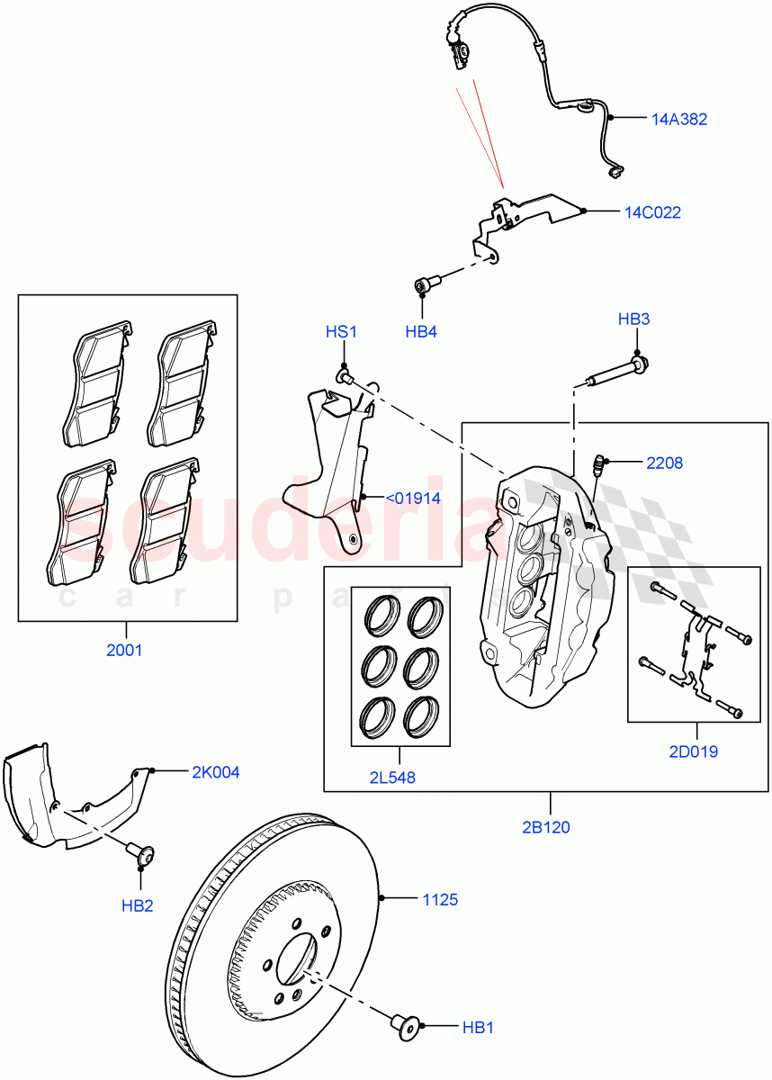 Front Brake Discs And Calipers (Disc And Caliper Size-Frt 20/RR 20) of Land Rover Land Rover Range Rover (2022+) [3.0 I6 Turbo Diesel AJ20D6]