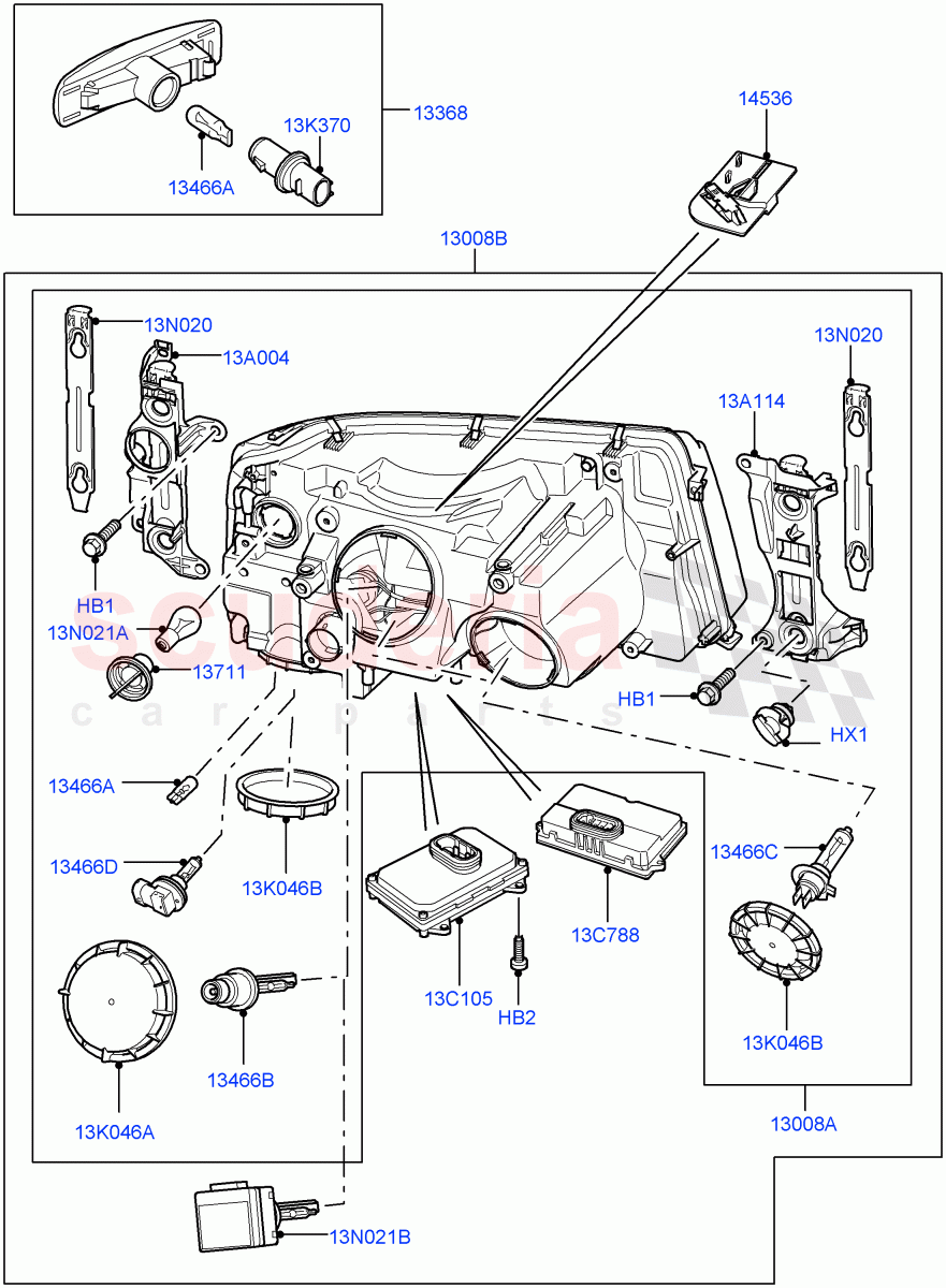 Headlamps And Front Flasher Lamps ((V) TO9A999999) of Land Rover Land Rover Range Rover Sport (2005-2009) [2.7 Diesel V6]