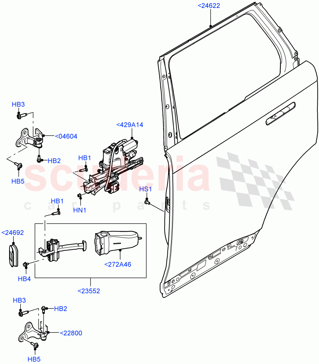 Rear Doors, Hinges & Weatherstrips (Door And Fixings) of Land Rover Land Rover Range Rover (2022+) [3.0 I6 Turbo Diesel AJ20D6]