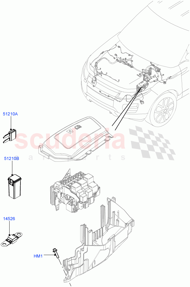 Fuses, Holders And Circuit Breakers (Engine Compartment) (Changsu (China)) ((V) FROMEG000001) of Land Rover Land Rover Range Rover Evoque (2012-2018) [2.0 Turbo Petrol AJ200P]