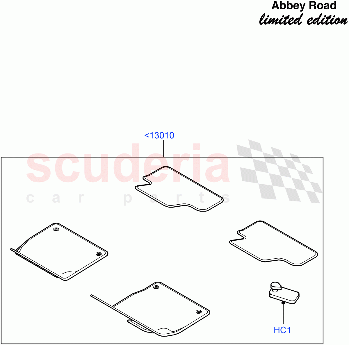 Floor Trim (Abbey Road LE) (Halewood (UK), Front Floor Mat - Red Nubuck Edge) ((V) FROMFH000001) of Land Rover Land Rover Range Rover Evoque (2012-2018) [2.0 Turbo Petrol GTDI]