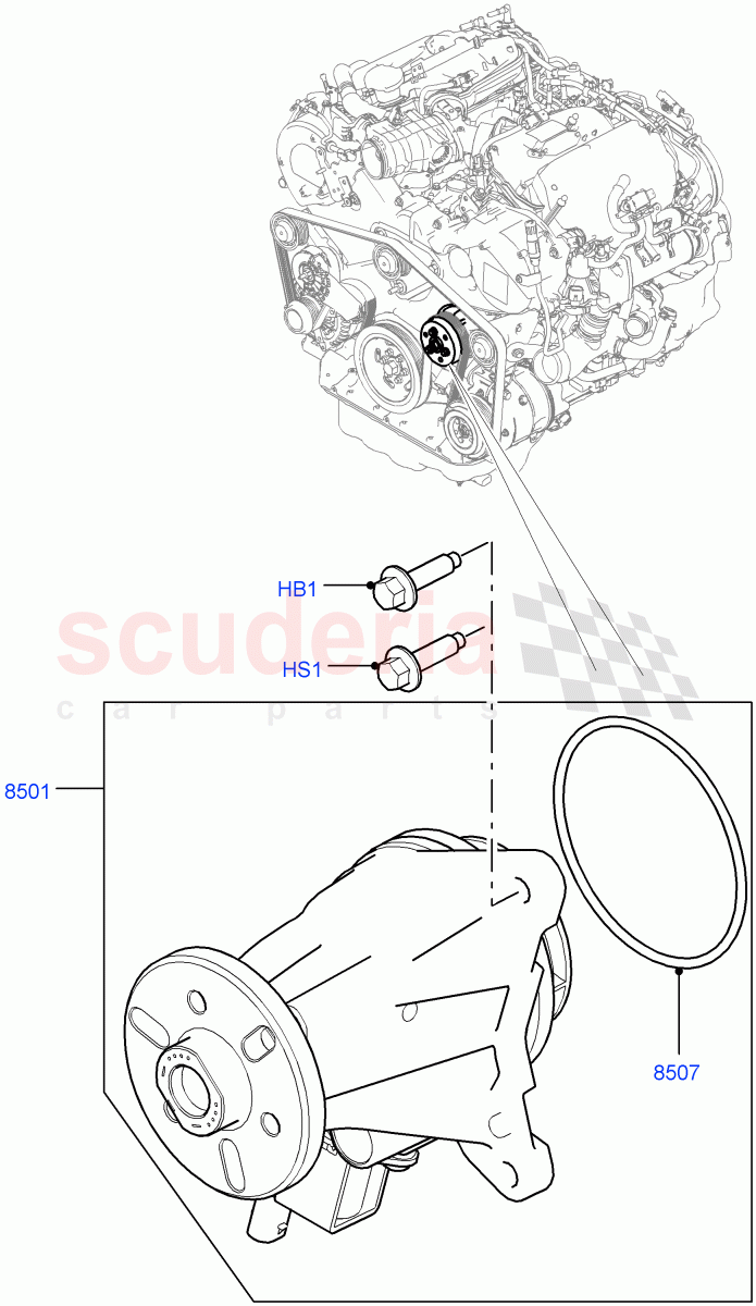 Water Pump (Solihull Plant Build, Main Unit) (3.0 V6 D Gen2 Twin Turbo, 3.0 V6 D Low MT ROW, 3.0 V6 D Gen2 Mono Turbo) ((V) FROMFA000001) of Land Rover Land Rover Range Rover (2012-2021) [3.0 Diesel 24V DOHC TC]