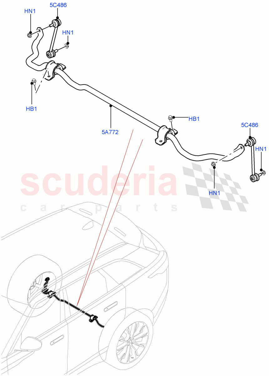 Rear Cross Member & Stabilizer Bar (Conventional Stabilizer Bar) (Electric Engine Battery-PHEV) ((V) FROMMA000001) of Land Rover Land Rover Range Rover Velar (2017+) [3.0 DOHC GDI SC V6 Petrol]