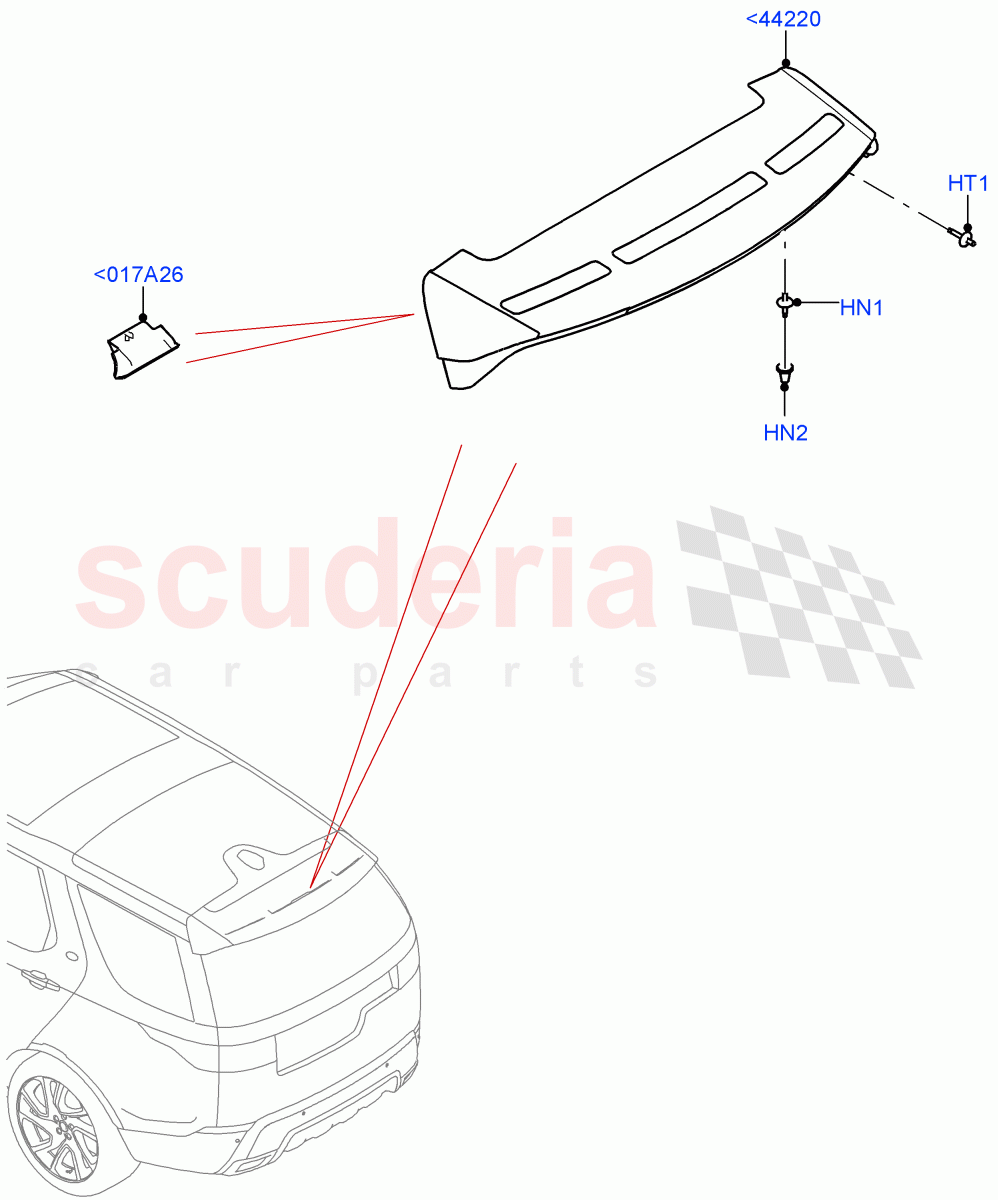 Spoiler And Related Parts (Nitra Plant Build) ((V) FROMK2000001) of Land Rover Land Rover Discovery 5 (2017+) [3.0 DOHC GDI SC V6 Petrol]