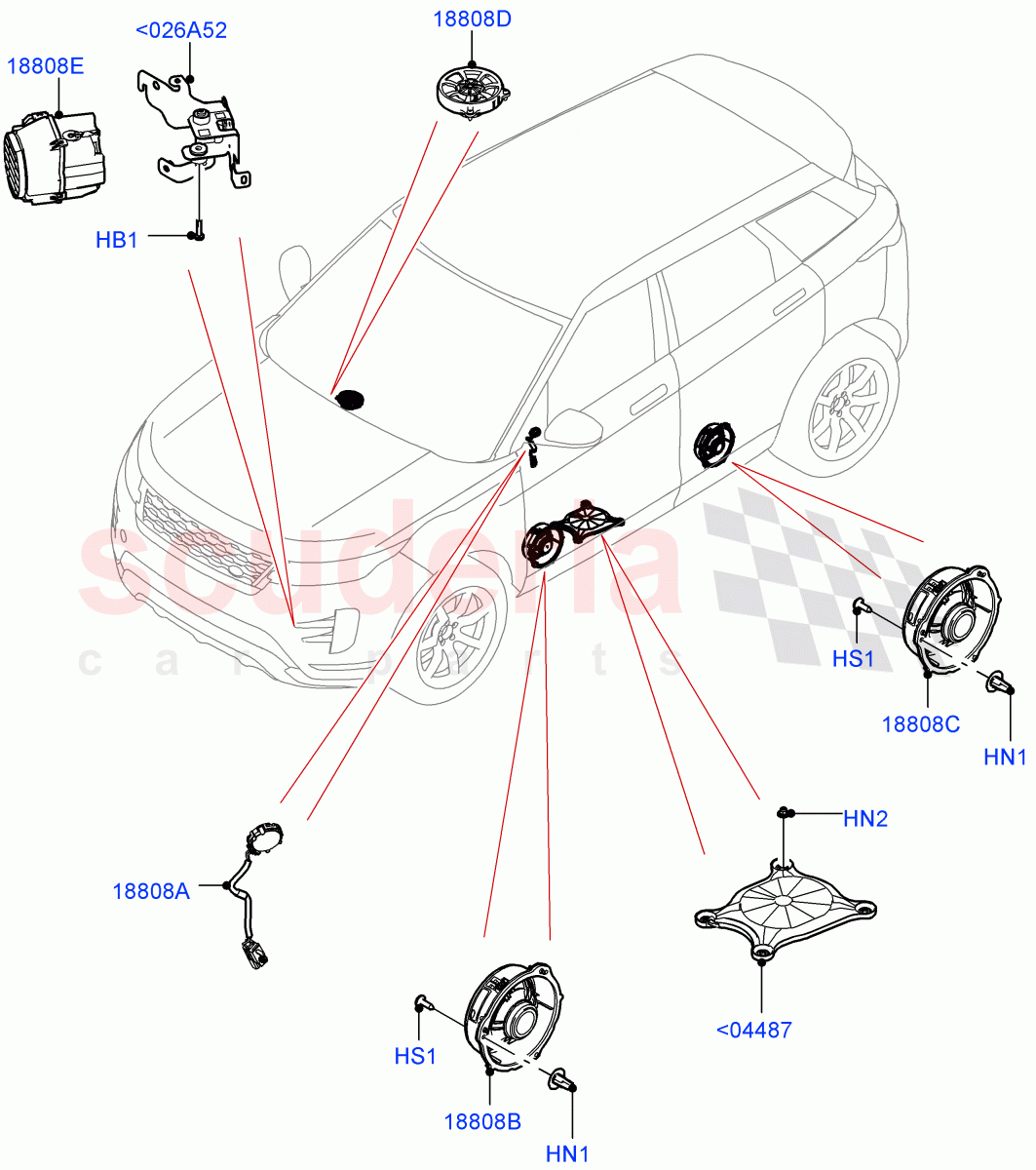 Speakers (Halewood (UK), Standard Audio (Base)) of Land Rover Land Rover Range Rover Evoque (2019+) [2.0 Turbo Diesel]