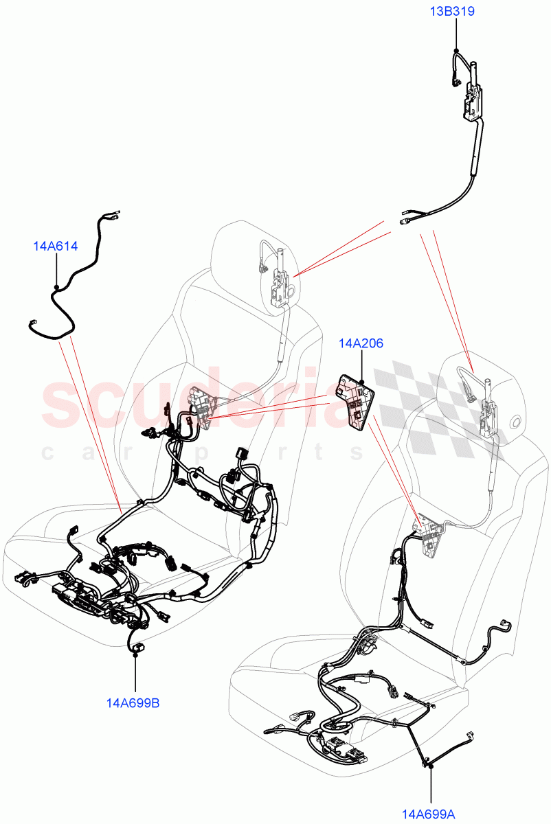 Wiring - Seats (Front Seats) ((V) TOLA999999) of Land Rover Land Rover Range Rover Velar (2017+) [3.0 I6 Turbo Petrol AJ20P6]