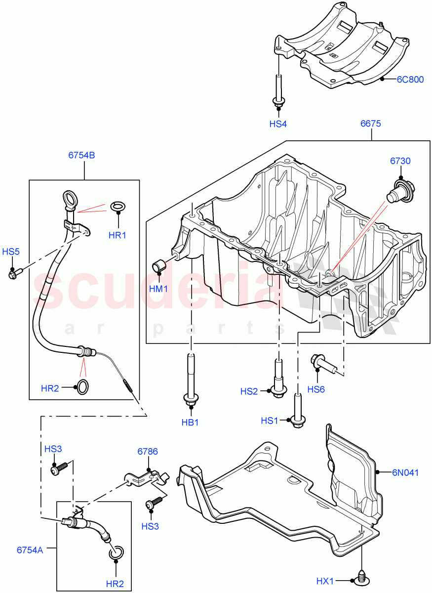 Oil Pan/Oil Level Indicator (1.5L AJ20P3 Petrol High, Changsu (China), 1.5L AJ20P3 Petrol High PHEV) of Land Rover Land Rover Discovery Sport (2015+) [1.5 I3 Turbo Petrol AJ20P3]