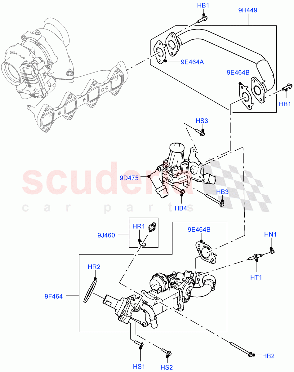 Exhaust Gas Recirculation (LH Side, Nitra Plant Build) (2.0L I4 DSL HIGH DOHC AJ200) ((V) FROMK2000001) of Land Rover Land Rover Defender (2020+) [2.0 Turbo Diesel]