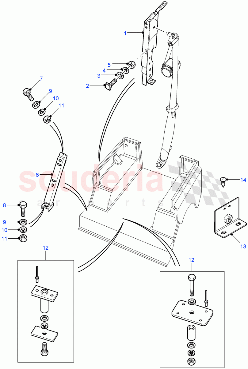 Rear Forward Facing Seats (Crew Cab Pick Up, 110" Wheelbase, Station Wagon Utility - 5 Door, Station Wagon - 5 Door) ((V) FROM7A000001) of Land Rover Land Rover Defender (2007-2016)