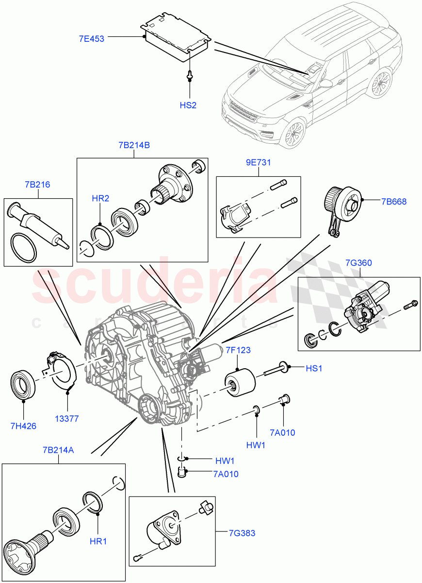 Transfer Drive Components (8 Speed Auto Trans ZF 8HP70 HEV 4WD, With 2 Spd Trans Case With Ctl Trac, 8 Speed Auto Trans ZF 8HP70 4WD, 8 Speed Auto Trans ZF 8HP45) ((V) TOGA999999) of Land Rover Land Rover Range Rover Sport (2014+) [2.0 Turbo Petrol GTDI]