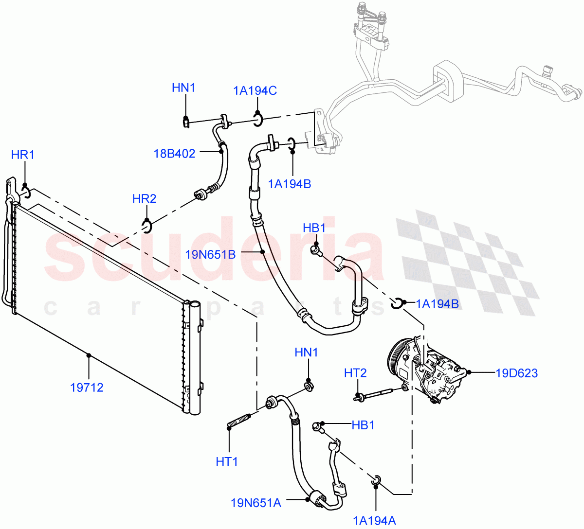 Air Conditioning Condensr/Compressr (Changsu (China), Less Electric Engine Battery, Electric Engine Battery-MHEV) ((V) FROMMG575835) of Land Rover Land Rover Range Rover Evoque (2019+) [1.5 I3 Turbo Petrol AJ20P3]