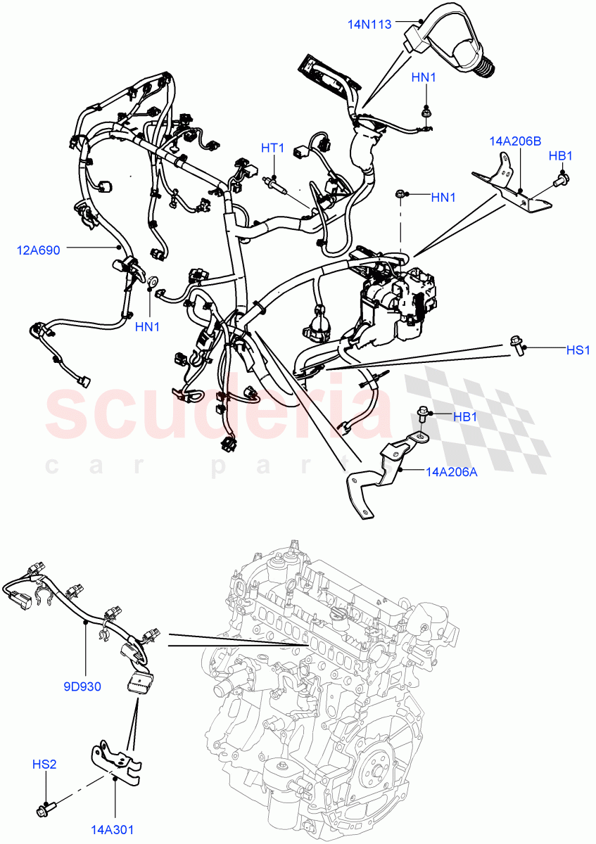 Electrical Wiring - Engine And Dash (Engine) (2.0L 16V TIVCT T/C 240PS Petrol, Itatiaia (Brazil)) ((V) FROMGT000001) of Land Rover Land Rover Discovery Sport (2015+) [1.5 I3 Turbo Petrol AJ20P3]