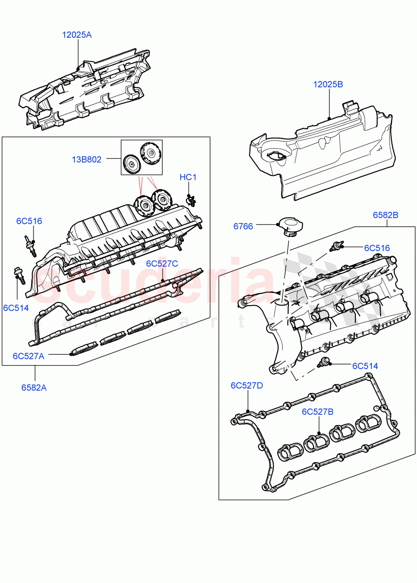 Cylinder Head Cover (5.0L OHC SGDI NA V8 Petrol - AJ133) ((V) FROMAA000001) of Land Rover Land Rover Range Rover (2010-2012) [5.0 OHC SGDI NA V8 Petrol]