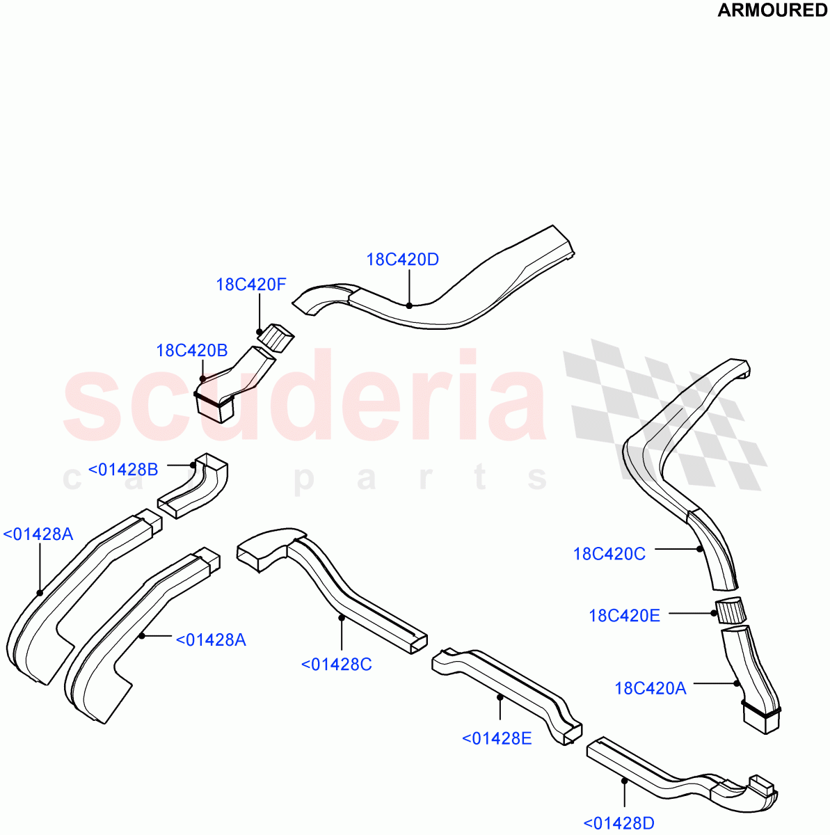 Air Vents, Louvres And Ducts (Headliner) (Armoured, Premium Air Con Hybrid Front/Rear, With Air Conditioning - Front/Rear) ((V) FROMEA000001) of Land Rover Land Rover Range Rover (2012-2021) [4.4 DOHC Diesel V8 DITC]