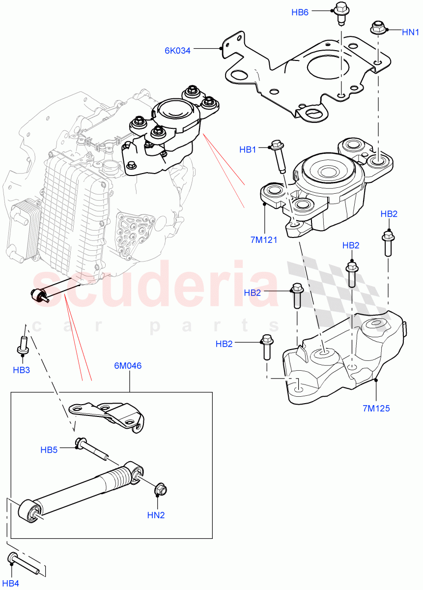 Transmission Mounting (2.0L I4 High DOHC AJ200 Petrol, Changsu (China), 2.0L I4 Mid DOHC AJ200 Petrol) ((V) FROMHG379388) of Land Rover Land Rover Discovery Sport (2015+) [1.5 I3 Turbo Petrol AJ20P3]