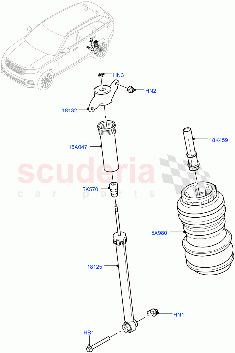 Rear Springs And Shock Absorbers (With Performance Suspension, With Four Corner Air Suspension) ((V) TOLA999999) of Land Rover Land Rover Range Rover Velar (2017+) [3.0 I6 Turbo Diesel AJ20D6]