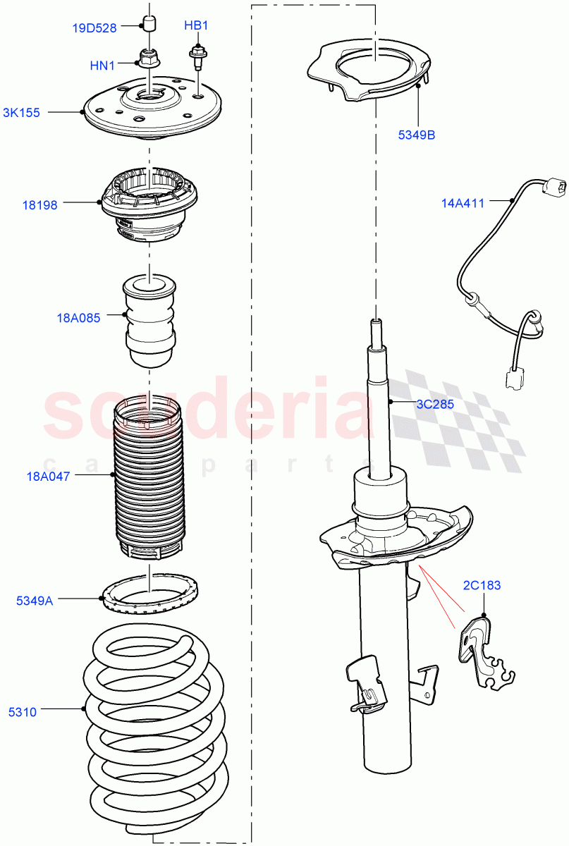 Front Suspension Struts And Springs (Changsu (China)) ((V) FROMFG000001) of Land Rover Land Rover Discovery Sport (2015+) [2.2 Single Turbo Diesel]