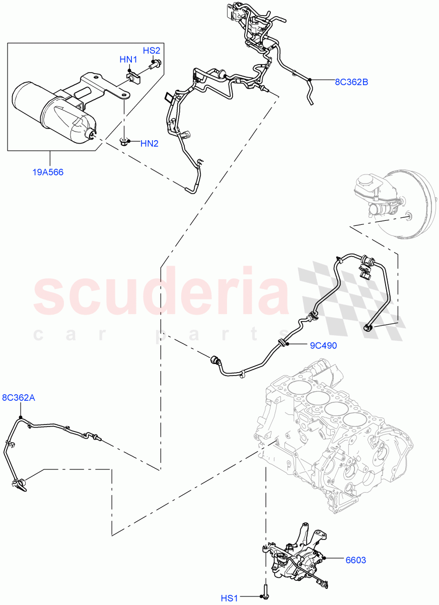 Vacuum Control And Air Injection (2.0L I4 DSL HIGH DOHC AJ200, Itatiaia (Brazil), Starter - Stop/Start System, 2.0L I4 DSL MID DOHC AJ200) of Land Rover Land Rover Discovery Sport (2015+) [2.0 Turbo Diesel]