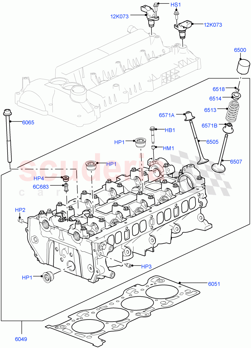 Cylinder Head (2.0L 16V TIVCT T/C 240PS Petrol) of Land Rover Land Rover Range Rover Sport (2014+) [2.0 Turbo Petrol GTDI]