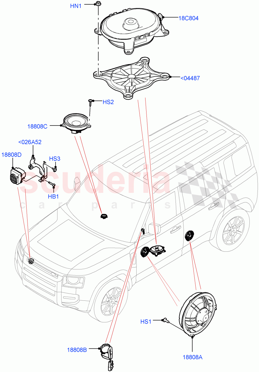 Speakers (Standard Audio (Base)) of Land Rover Land Rover Defender (2020+) [2.0 Turbo Diesel]