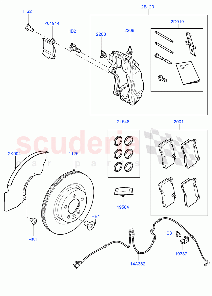 Front Brake Discs And Calipers (Front Disc And Caliper Size 19, Disc And Caliper Size-Frt 19/RR 19) ((V) FROMJA000001) of Land Rover Land Rover Range Rover Sport (2014+) [3.0 I6 Turbo Diesel AJ20D6]
