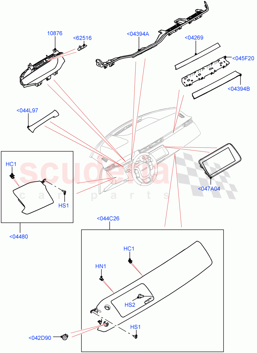 Instrument Panel (External Components, Centre) (Changsu (China)) of Land Rover Land Rover Range Rover Evoque (2019+) [1.5 I3 Turbo Petrol AJ20P3]