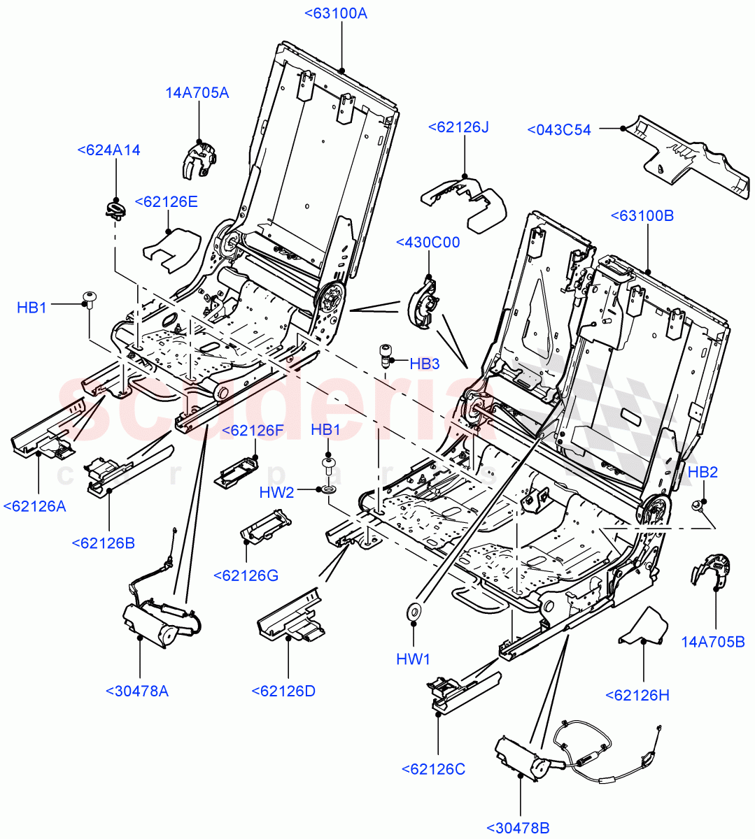 Rear Seat Base (Itatiaia (Brazil), 60/40 Load Through With Slide) ((V) FROMGT000001) of Land Rover Land Rover Discovery Sport (2015+) [2.0 Turbo Diesel AJ21D4]