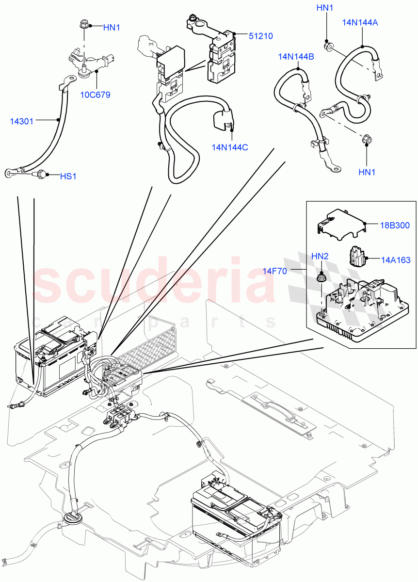 Battery Cables And Horn (Battery Cables) (3.0 V6 Diesel, Auxillary Battery H6 AGM, 4.4L DOHC DITC V8 Diesel) of Land Rover Land Rover Range Rover (2012-2021) [5.0 OHC SGDI NA V8 Petrol]
