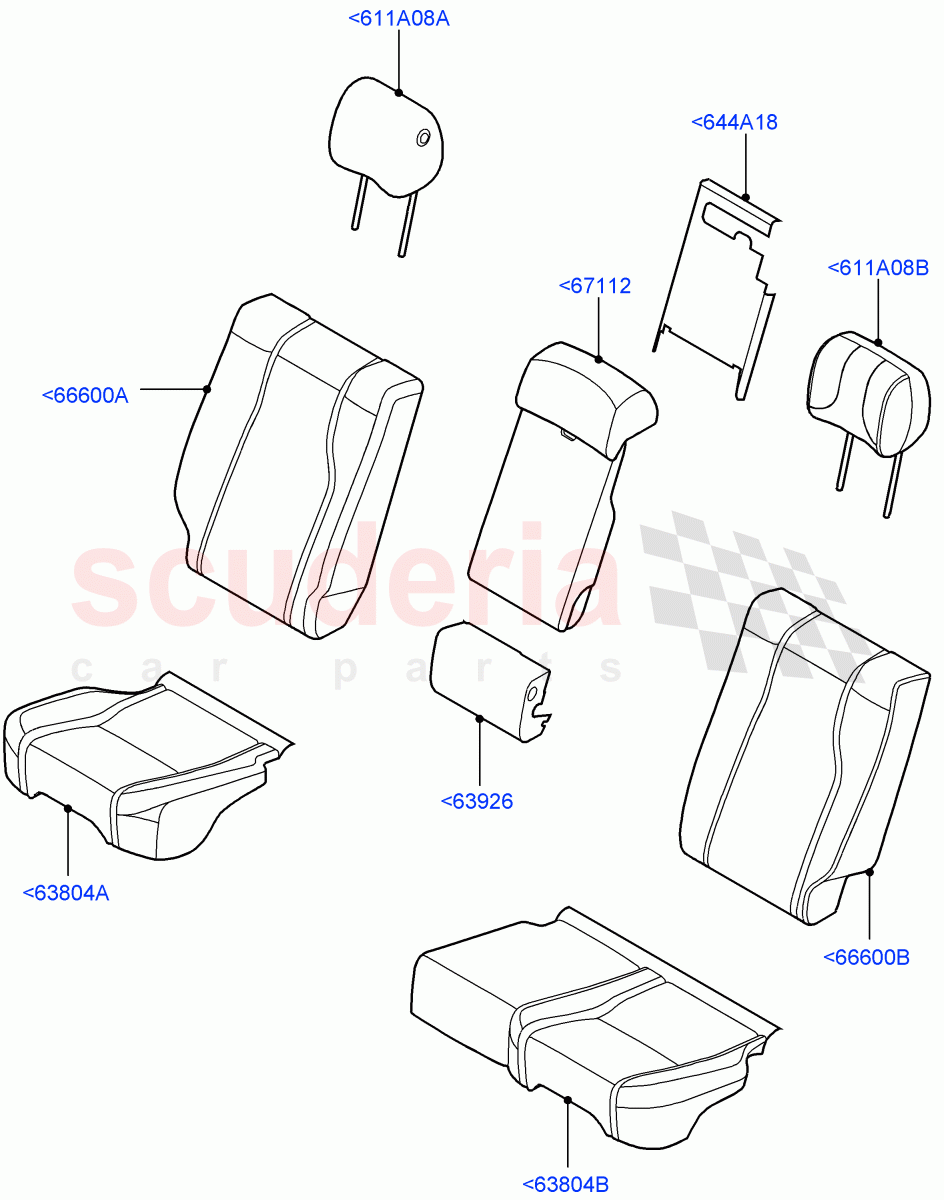 Rear Seat Covers (Semi Aniline Leather Perf, With 60/40 Power Fold Thru Rr Seat) ((V) TOHA999999) of Land Rover Land Rover Range Rover (2012-2021) [3.0 I6 Turbo Diesel AJ20D6]