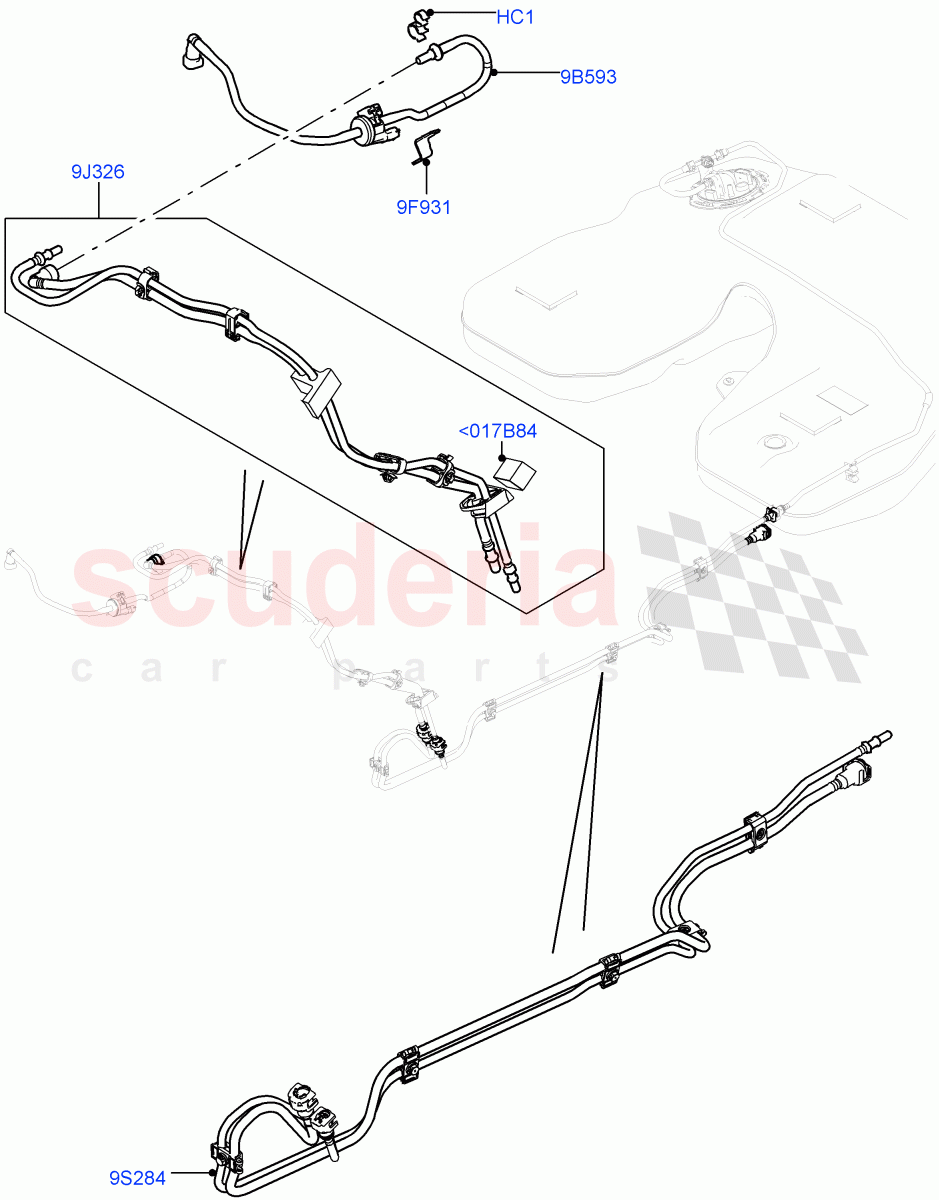 Fuel Lines (Front) (5.0L OHC SGDI NA V8 Petrol - AJ133, (-) "KOR", Less FFV- (Ethanol) Fuel, (-) "CDN/USA") ((V) FROMEA000001) of Land Rover Land Rover Range Rover (2012-2021) [5.0 OHC SGDI NA V8 Petrol]