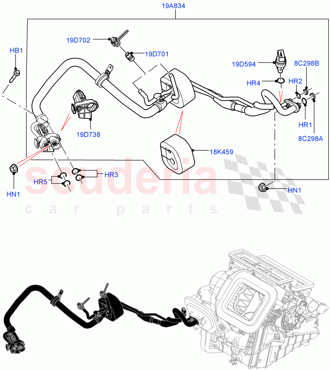 Air Conditioning System (Halewood (UK), Less Chiller Unit, Air Con Refrigerant-HF01234YF) ((V) TOFH999999) of Land Rover Land Rover Discovery Sport (2015+) [2.0 Turbo Diesel]