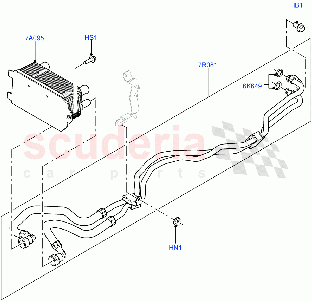 Transmission Cooling Systems (3.0 V6 Diesel Electric Hybrid Eng, 8 Speed Auto Trans ZF 8HP70 HEV 4WD, 3.0 V6 D Gen2 Mono Turbo, 3.0 V6 D Gen2 Twin Turbo) ((V) FROMFA000001) of Land Rover Land Rover Range Rover Sport (2014+) [5.0 OHC SGDI SC V8 Petrol]