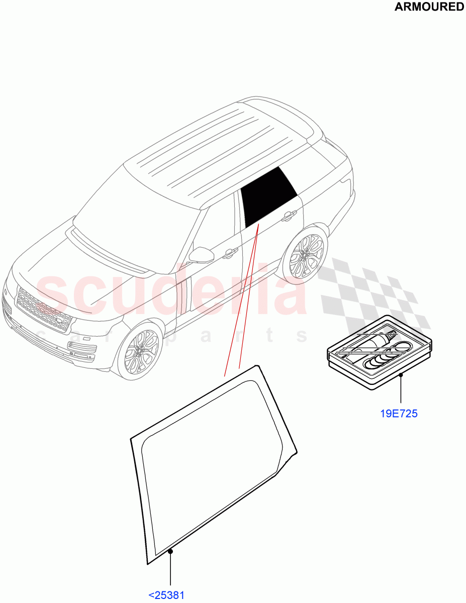 Rear Door Glass And Window Controls (Armoured) ((V) FROMEA000001) of Land Rover Land Rover Range Rover (2012-2021) [3.0 I6 Turbo Petrol AJ20P6]