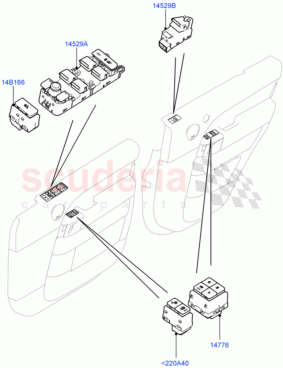 Switches (Front And Rear Doors) ((V) TOHA999999) of Land Rover Land Rover Range Rover (2012-2021) [3.0 I6 Turbo Diesel AJ20D6]
