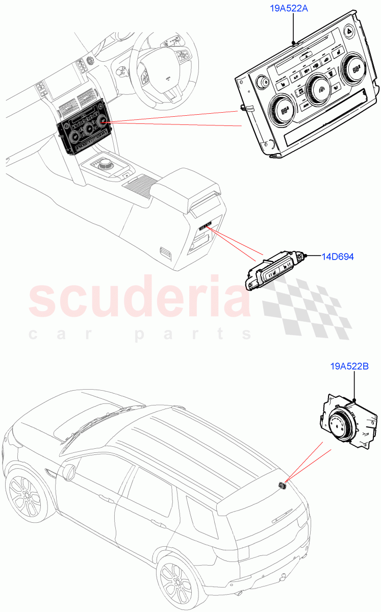 Heater & Air Conditioning Controls (Halewood (UK)) ((V) TOKH999999) of Land Rover Land Rover Discovery Sport (2015+) [2.0 Turbo Petrol AJ200P]