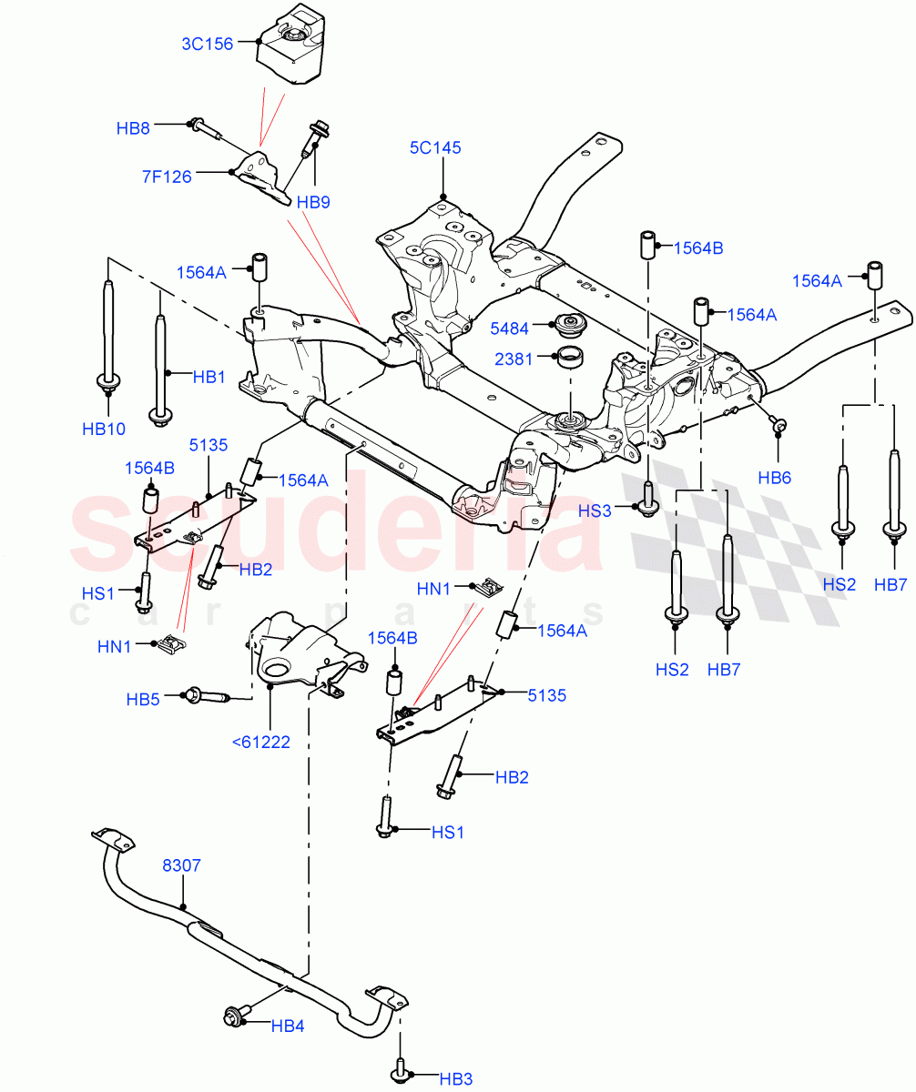 Front Cross Member & Stabilizer Bar (Crossmember) ((V) FROMJA000001) of Land Rover Land Rover Range Rover (2012-2021) [3.0 I6 Turbo Diesel AJ20D6]