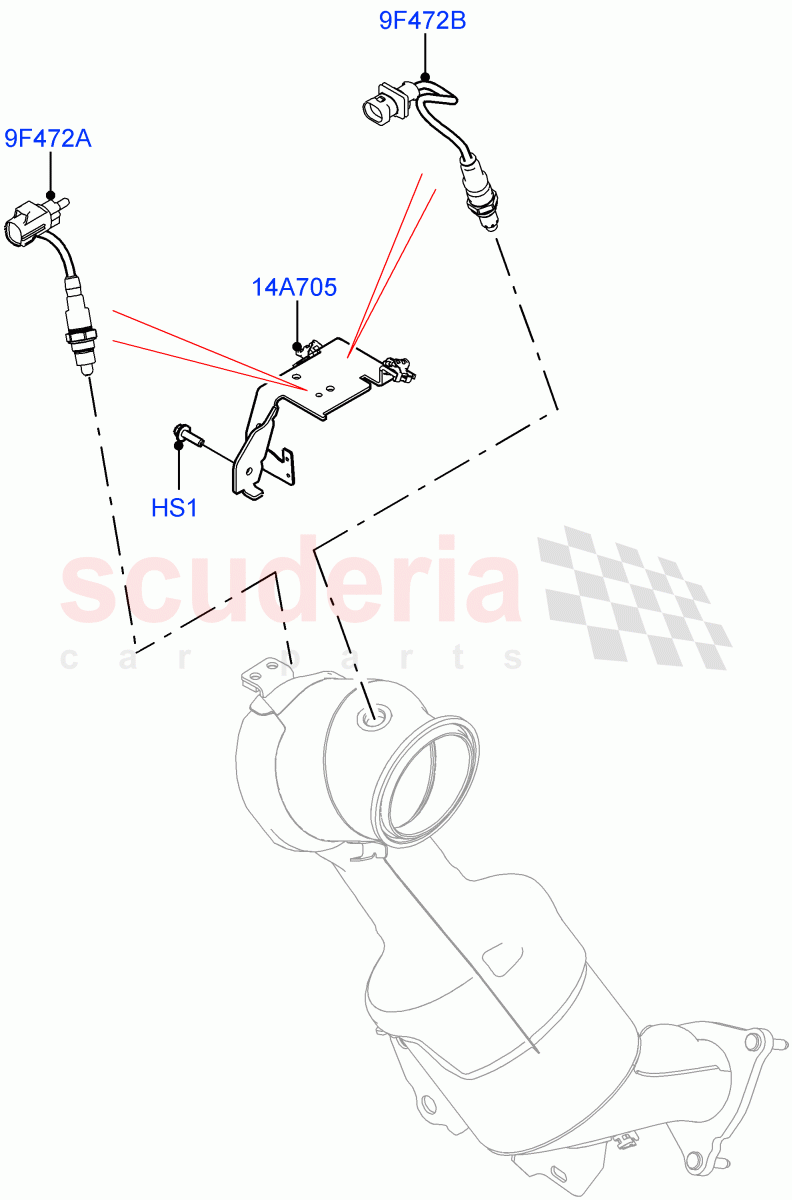 Exhaust Sensors And Modules (2.0L AJ20P4 Petrol E100 PTA, Proconve L6 Emissions, Itatiaia (Brazil)) ((V) FROMLT000001) of Land Rover Land Rover Discovery Sport (2015+) [2.0 Turbo Petrol AJ200P]