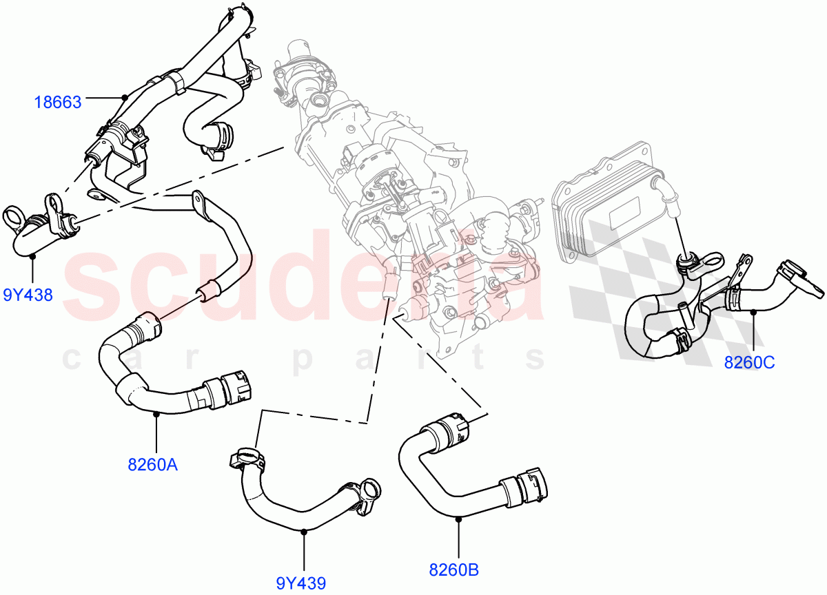 EGR Cooling System (2.0L I4 DSL MID DOHC AJ200, Euro Stage 4 Emissions) ((V) FROMHH000001) of Land Rover Land Rover Range Rover Evoque (2012-2018) [2.0 Turbo Diesel]