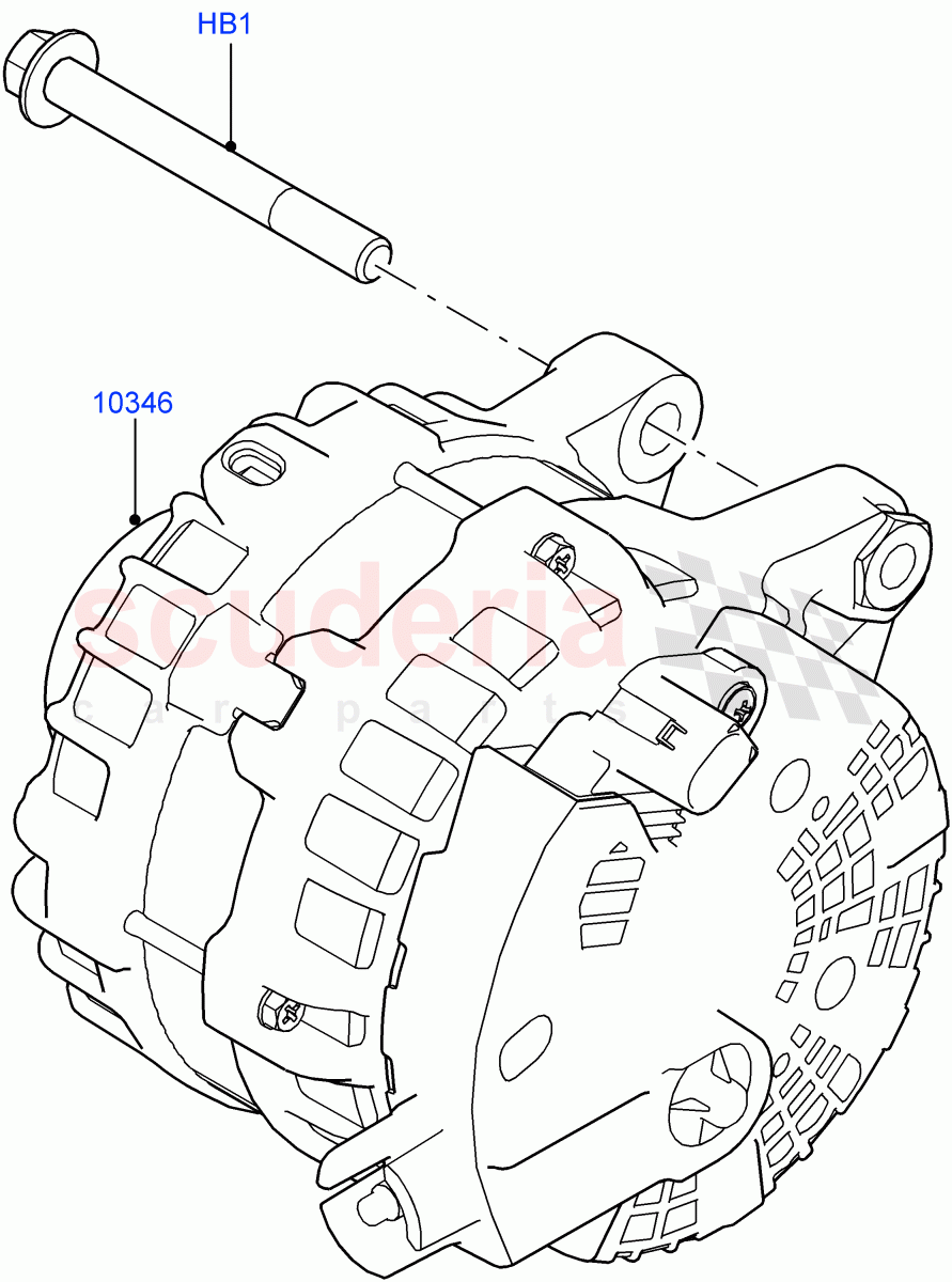 Alternator And Mountings (2.0L I4 DSL MID DOHC AJ200, Halewood (UK), 2.0L I4 DSL HIGH DOHC AJ200, 2.0L I4 High DOHC AJ200 Petrol, 2.0L I4 Mid DOHC AJ200 Petrol) ((V) FROMGH000001) of Land Rover Land Rover Range Rover Evoque (2012-2018) [2.0 Turbo Petrol AJ200P]