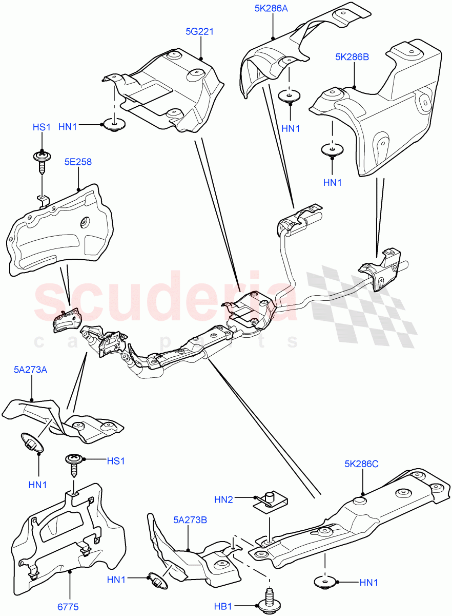 Heat Shields - Exhaust System (AJ Petrol 4.2 V8 Supercharged) of Land Rover Land Rover Range Rover Sport (2005-2009) [4.2 Petrol V8 Supercharged]